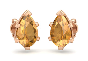 2 Carat Pear Shape Citrine Stud Earrings In 14K Rose Gold Over Sterling Silver By SuperJeweler