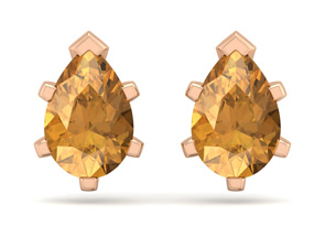 2 Carat Pear Shape Citrine Stud Earrings In 14K Rose Gold Over Sterling Silver By SuperJeweler