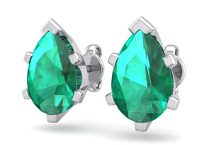 2 1/3 Carat Pear Shape Emerald Stud Earrings In Sterling Silver By SuperJeweler