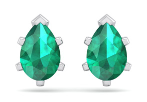 2 1/3 Carat Pear Shape Emerald Stud Earrings In Sterling Silver By SuperJeweler