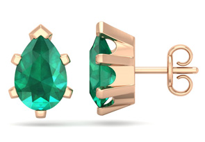 2 1/3 Carat Pear Shape Emerald Stud Earrings In 14K Rose Gold Over Sterling Silver By SuperJeweler