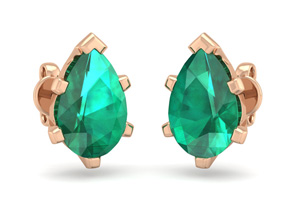 2 1/3 Carat Pear Shape Emerald Stud Earrings In 14K Rose Gold Over Sterling Silver By SuperJeweler