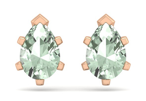 2 Carat Pear Shape Green Amethyst Stud Earrings In 14K Rose Gold Over Sterling Silver By SuperJeweler