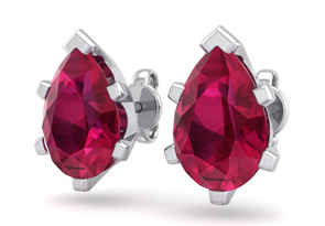 3 Carat Pear Shape Ruby Stud Earrings In Sterling Silver By SuperJeweler