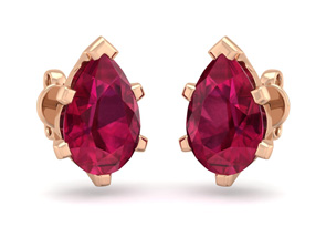 3 Carat Pear Shape Ruby Stud Earrings In 14K Rose Gold Over Sterling Silver By SuperJeweler