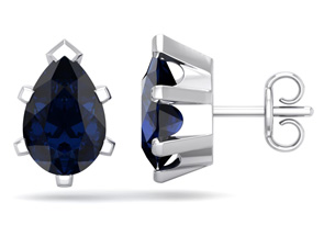 3 1/5 Carat Pear Shape Sapphire Stud Earrings In Sterling Silver By SuperJeweler