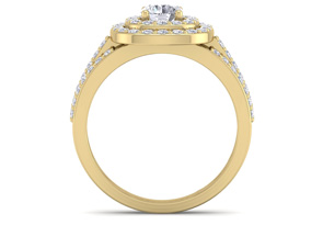 1.5 Carat Double Halo Diamond Engagement Ring In 14K Yellow Gold (4.40 G) (H-I, SI2-I1) By SuperJeweler
