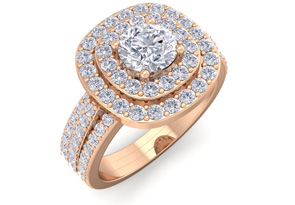 1 3/4 Carat Double Halo Diamond Engagement Ring In 14K Rose Gold (4.80 G) (H-I, SI2-I1) By SuperJeweler