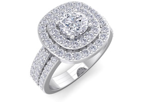 1 3/4 Carat Double Halo Diamond Engagement Ring In 14K White Gold (4.80 G) (I-J, I1-I2 Clarity Enhanced) By SuperJeweler