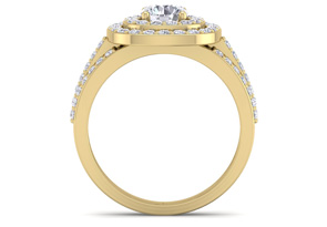 1 3/4 Carat Double Halo Diamond Engagement Ring In 14K Yellow Gold (4.80 G) (I-J, I1-I2 Clarity Enhanced) By SuperJeweler