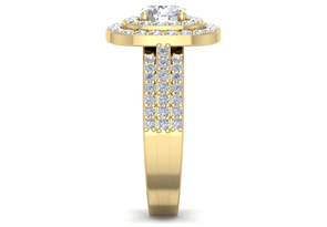 1 3/4 Carat Double Halo Diamond Engagement Ring In 14K Yellow Gold (4.80 G) (I-J, I1-I2 Clarity Enhanced) By SuperJeweler
