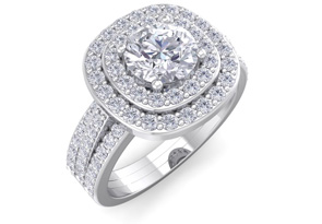 2 Carat Double Halo Diamond Engagement Ring In 14K White Gold (4.80 G) (I-J, I1-I2 Clarity Enhanced) By SuperJeweler