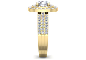 2 Carat Double Halo Diamond Engagement Ring In 14K Yellow Gold (4.80 G) (I-J, I1-I2 Clarity Enhanced) By SuperJeweler