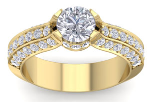1 3/4 Carat Round Shape Diamond Engagement Ring In 14K Yellow Gold (6.40 G) (H-I, SI2-I1) By SuperJeweler