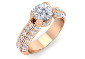1 3/4 Carat Round Shape Diamond Engagement Ring In 14K Rose Gold (6.40 G) (H-I, SI2-I1) By SuperJeweler