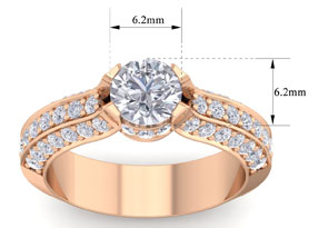 1 3/4 Carat Round Shape Diamond Engagement Ring In 14K Rose Gold (6.40 G) (H-I, SI2-I1) By SuperJeweler