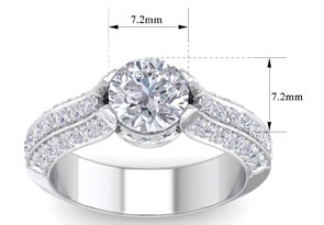 2 1/4 Carat Round Shape Diamond Engagement Ring In 14K White Gold (6.60 G) (H-I, SI2-I1) By SuperJeweler
