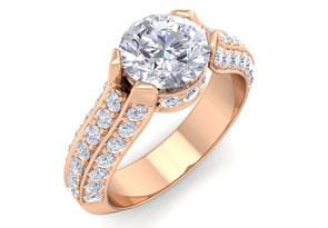 2 1/4 Carat Round Shape Diamond Engagement Ring In 14K Rose Gold (6.60 G) (H-I, SI2-I1) By SuperJeweler