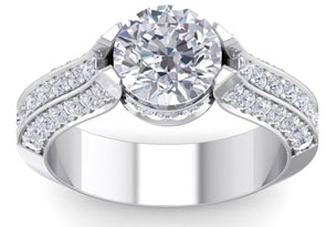 2 3/4 Carat Round Shape Diamond Engagement Ring In 14K White Gold (6.80 G) (H-I, SI2-I1) By SuperJeweler