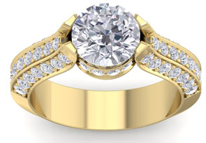 2 3/4 Carat Round Shape Diamond Engagement Ring In 14K Yellow Gold (6.80 G) (H-I, SI2-I1) By SuperJeweler