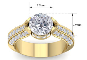 2 3/4 Carat Round Shape Diamond Engagement Ring In 14K Yellow Gold (6.80 G) (I-J, I1-I2 Clarity Enhanced) By SuperJeweler