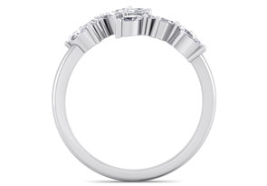 1/2 Carat Round & Marquise 15 Diamond Ring In 14K White Gold (3.40 G) (H-I, SI2-I1), Size 4 By SuperJeweler