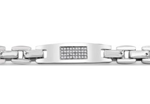 .16 Carat Diamond Men's ID Bracelet In Stainless Steel, H/I, 8 Inch By SuperJeweler