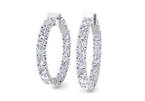 7 Carat Diamond Hoop Earrings In 14K White Gold (10 G), 1.25 Inch, J/K By SuperJeweler