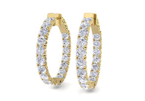 7 Carat Diamond Hoop Earrings In 14K Yellow Gold (10 G), 1.25 Inch, J/K By SuperJeweler