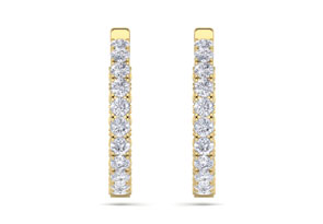7 Carat Diamond Hoop Earrings In 14K Yellow Gold (10 G), 1.25 Inch, J/K By SuperJeweler