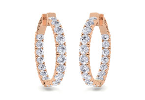 7 Carat Diamond Hoop Earrings In 14K Rose Gold (10 G), 1.25 Inch, J/K By SuperJeweler