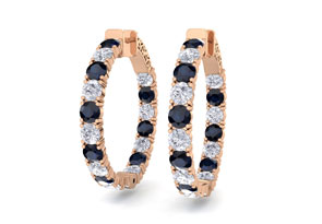 7 Carat Sapphire & Diamond Hoop Earrings In 14K Rose Gold (10 G), 1.25 Inch, J/K By SuperJeweler