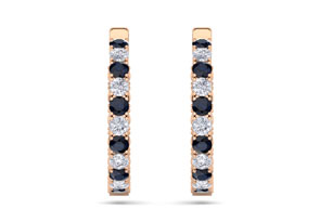 7 Carat Sapphire & Diamond Hoop Earrings In 14K Rose Gold (10 G), 1.25 Inch, J/K By SuperJeweler