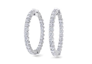 5 Carat Diamond Hoop Earrings In 14K White Gold (14 G), 1.5 Inches, J/K By SuperJeweler