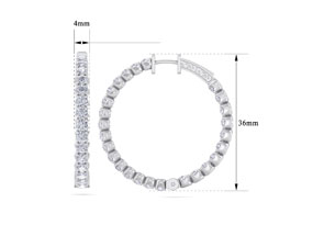 5 Carat Diamond Hoop Earrings In 14K White Gold (14 G), 1.5 Inches, J/K By SuperJeweler