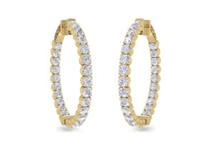 5 Carat Diamond Hoop Earrings In 14K Yellow Gold (14 G), 1.5 Inches, J/K By SuperJeweler