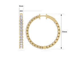 5 Carat Diamond Hoop Earrings In 14K Yellow Gold (14 G), 1.5 Inches, J/K By SuperJeweler