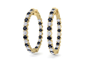 5 Carat Sapphire & Diamond Hoop Earrings In 14K Yellow Gold (14 G), 1.5 Inches, J/K By SuperJeweler