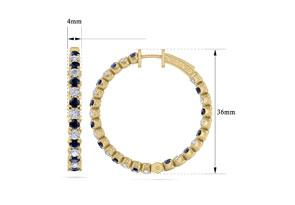 5 Carat Sapphire & Diamond Hoop Earrings In 14K Yellow Gold (14 G), 1.5 Inches, J/K By SuperJeweler