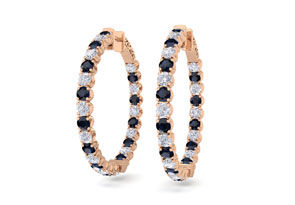 5 Carat Sapphire & Diamond Hoop Earrings In 14K Rose Gold (14 G), 1.5 Inches, J/K By SuperJeweler