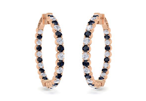 5 Carat Sapphire & Diamond Hoop Earrings In 14K Rose Gold (14 G), 1.5 Inches, J/K By SuperJeweler