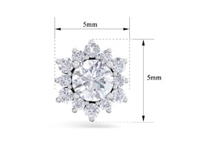 1.5 Carat Round Shape Flower Halo Diamond Stud Earrings In 14K White Gold (2 G), I/J By SuperJeweler