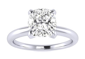 1.5 Carat Cushion Cut Moissanite Solitaire Engagement Ring In 14K White Gold (2 G), E/F By SuperJeweler