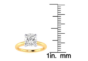 1.5 Carat Cushion Cut Moissanite Solitaire Engagement Ring In 14K Yellow Gold (2 G), E/F By SuperJeweler