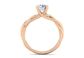1 Carat Round Moissanite Solitaire Intricate Vine Engagement Ring W/ Tapered Band In 14K Rose Gold (4 G), E/F By SuperJeweler