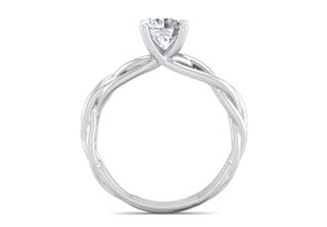 1 Carat Round Diamond Solitaire Intricate Vine Engagement Ring W/ Tapered Band In 14K White Gold (4 G) (H-I, SI2-I1) By SuperJeweler