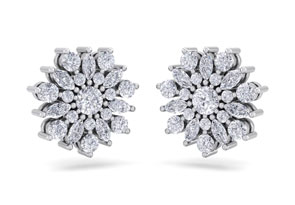 1 Carat Round Diamond Flower Stud Earrings In 14K White Gold (3 G), H/I By SuperJeweler