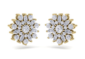 1 Carat Round Diamond Flower Stud Earrings In 14K Yellow Gold (3 G), H/I By SuperJeweler