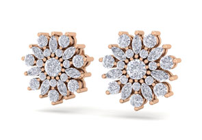 1 Carat Round Diamond Flower Stud Earrings In 14K Rose Gold (3 G), H/I By SuperJeweler