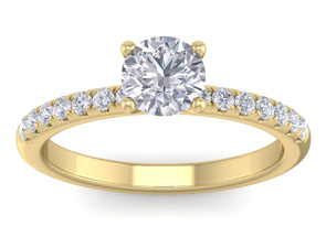1 Carat Round Shape Classic Moissanite Engagement Ring In 14K Yellow Gold (3 G), E/F By SuperJeweler